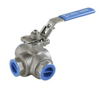 Stainless Steel 3 Way Ball Valve with High Mounting Pad